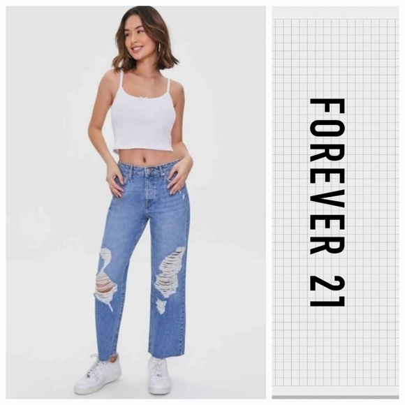 Forever 21 Denim - NWT Forever 21 Boyfriend Distressed Jeans with Classic Ankle Fit ~24